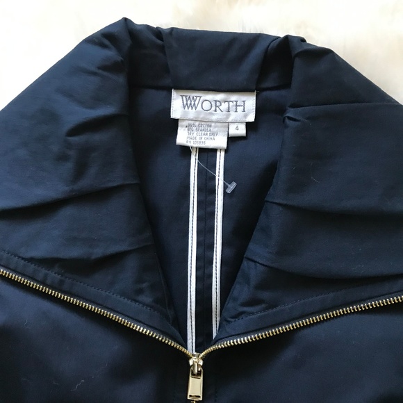 WORTH Navy Blue short zip up 3 season jacket/coat - Picture 3 of 8